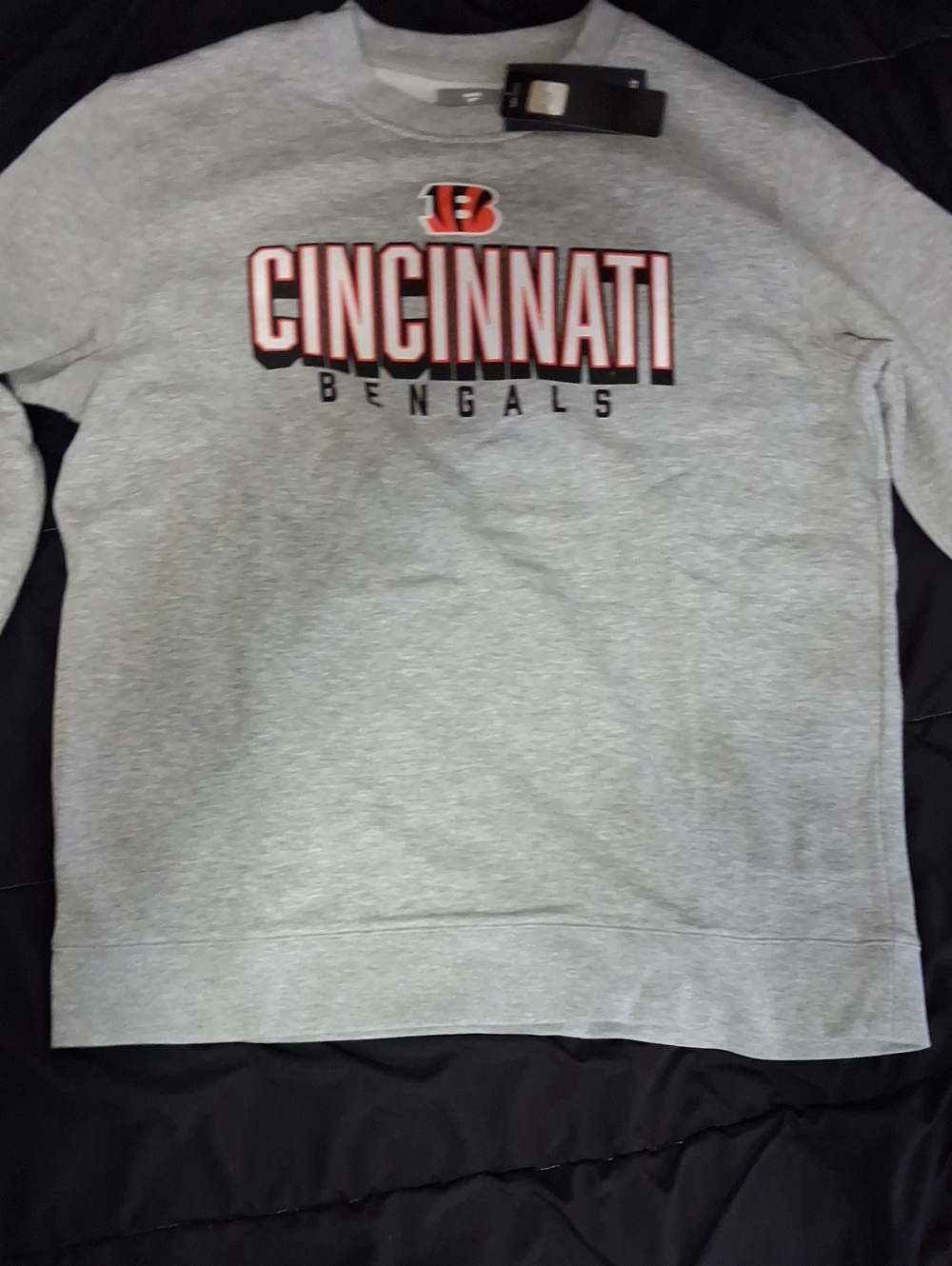 Fanatics Gray Cincinnati Bengals Crewneck with Orange & Black Logo. SIZE XL